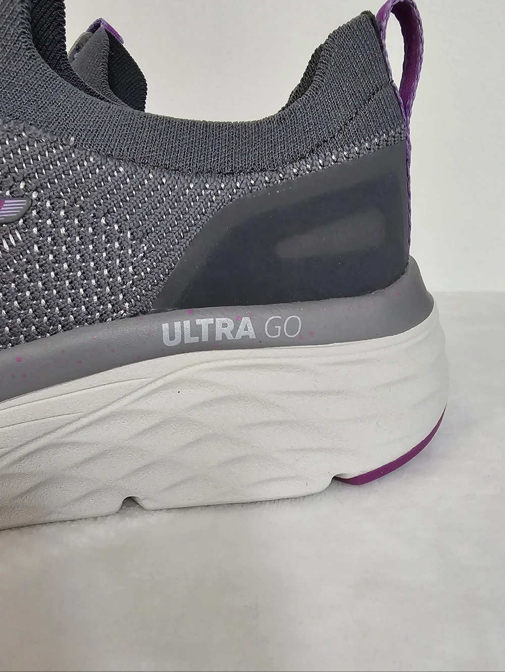 Skechers Womens Max Cushioning Elite Gray Purple Ultra Go Slip On Athletic Shoe - Picture 4 of 12